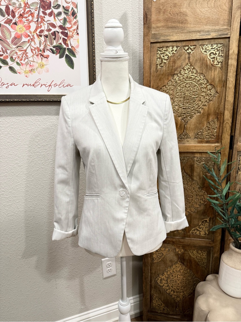 H&M Light Gray Single-Button Women's Blazer 0064